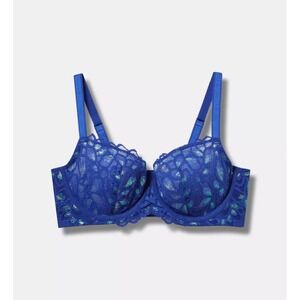 Torrid Bra Blue‎ Shimmer Lace Unlined Balconette Aphrodite Sexy Plus Size 44DD